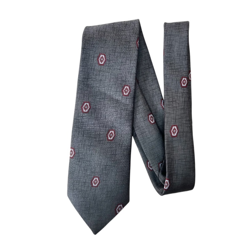 Vintage Oscar de la Renta Gray Patterned Men's Tie